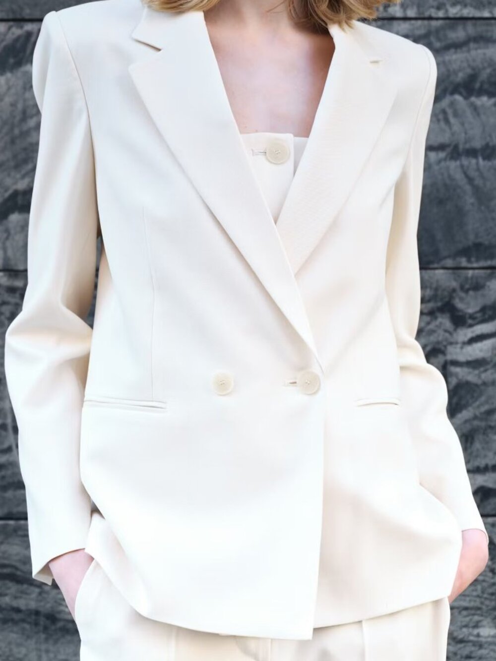 Mango off white doubled breast soft blazer sz large